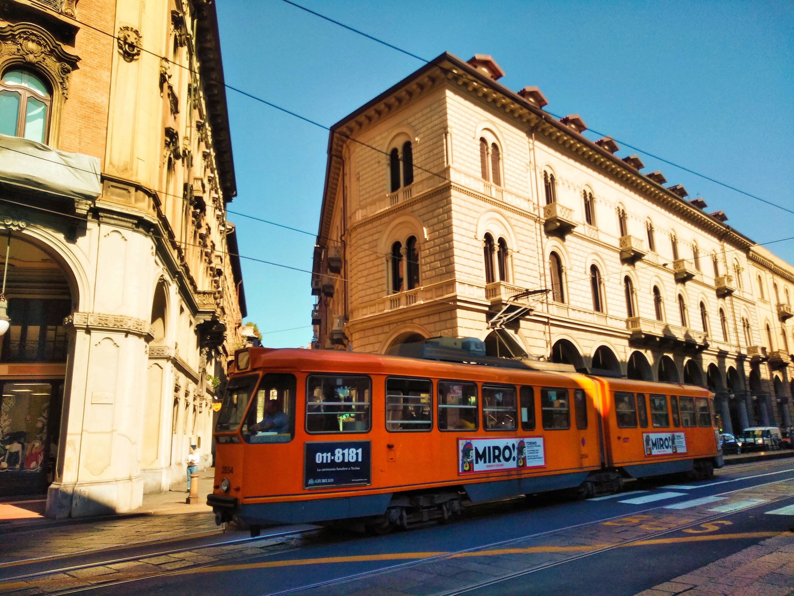 Tram in city