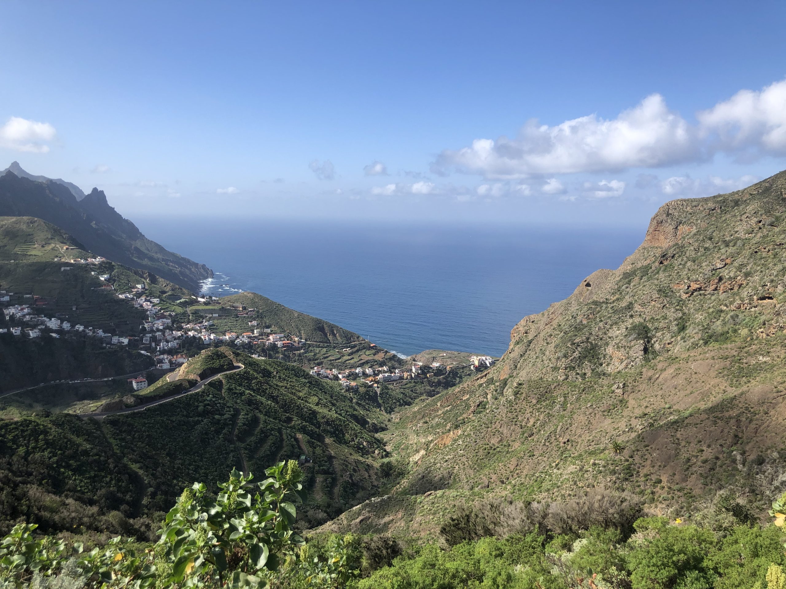 Mountain view with blue sea and blue sky