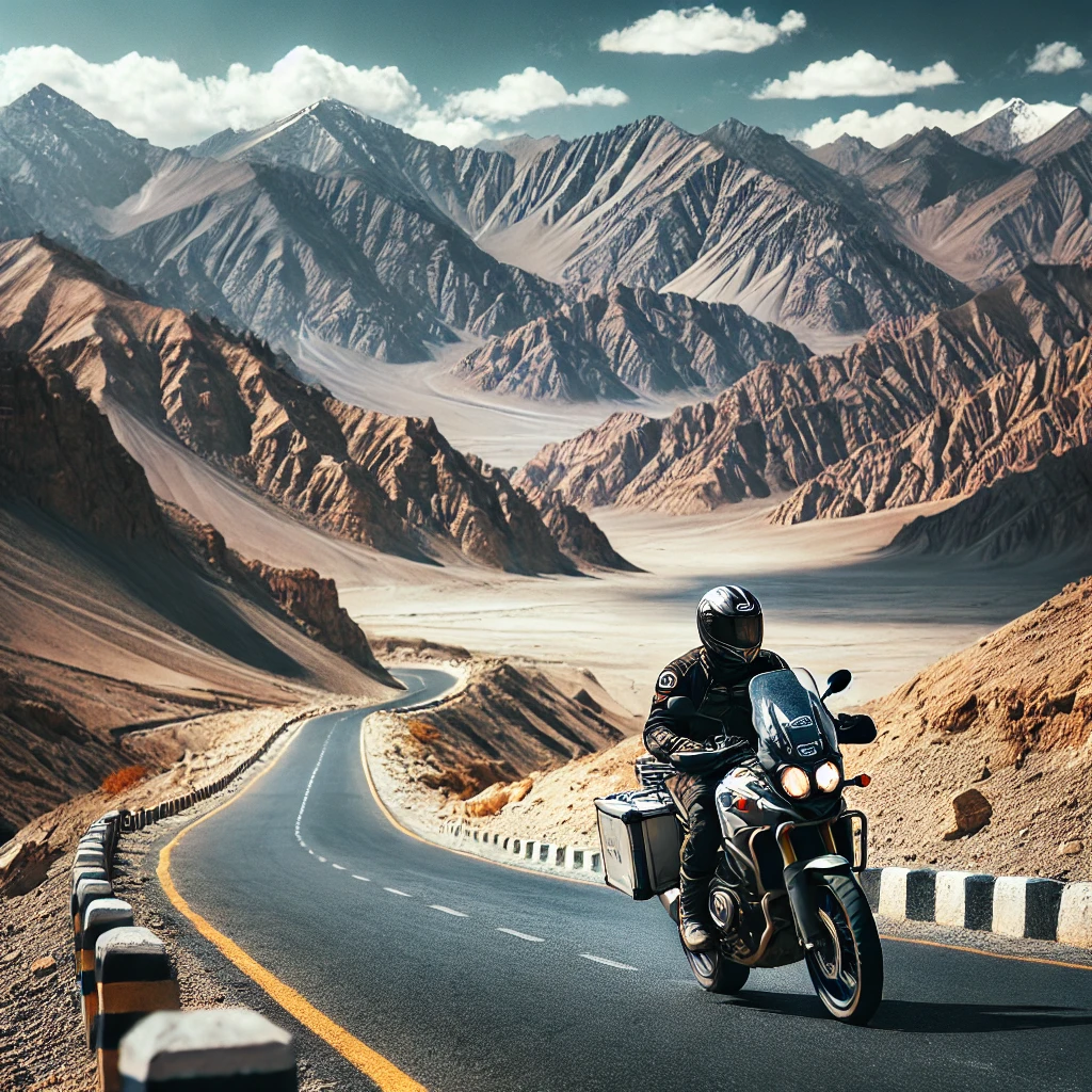 Man Riding a Motorcycle Passing by a Concrete Road