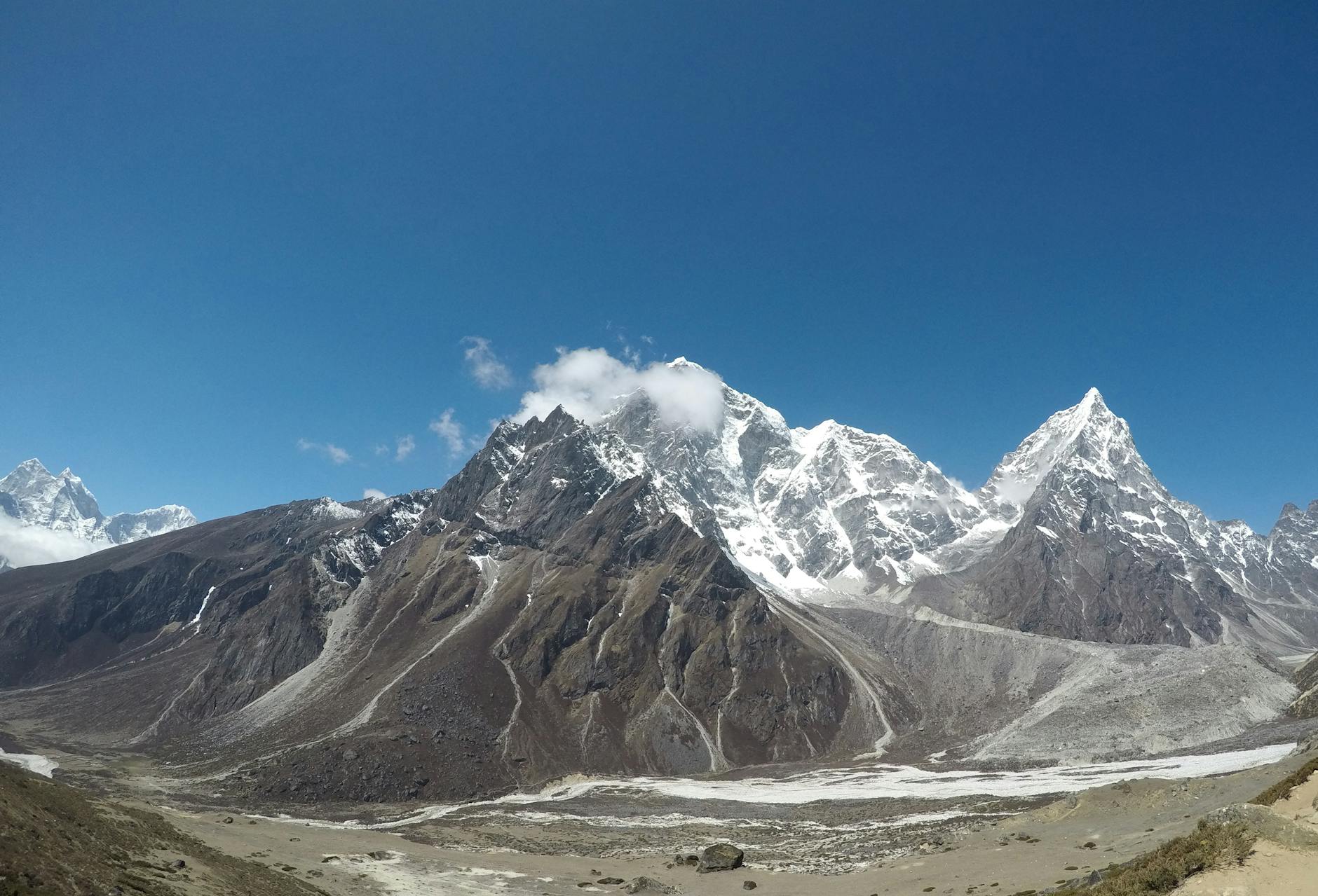 majestic himalayan peaks under clear blue sky