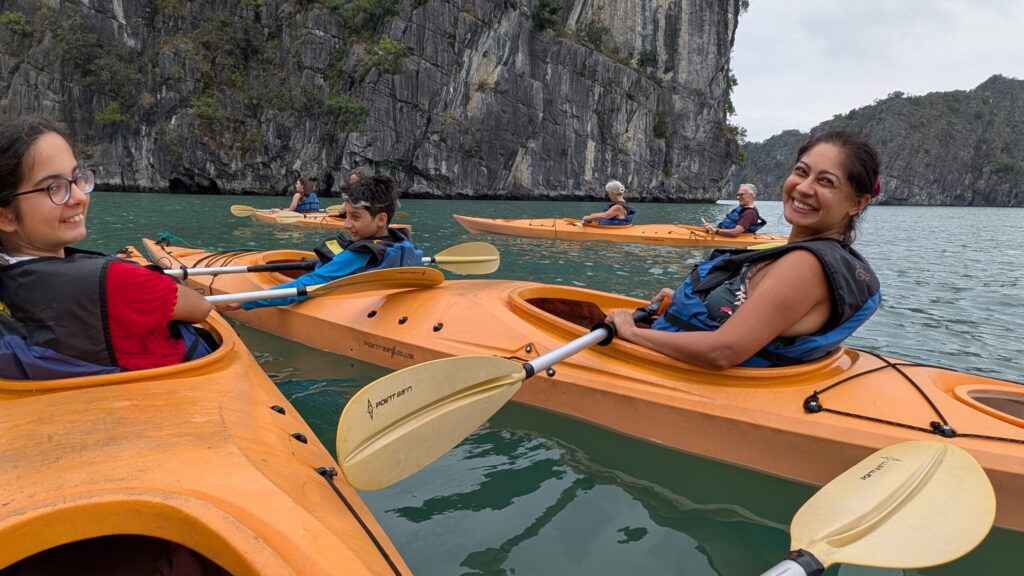 Kayak in a beautiful vietnamese bay